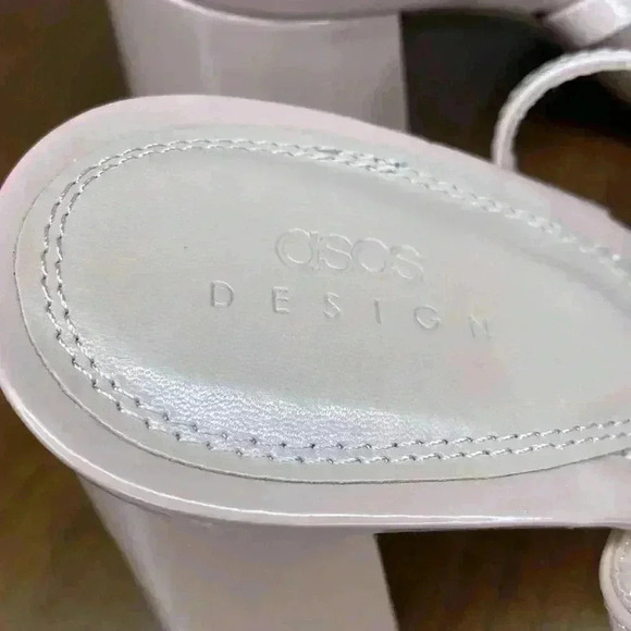 ASOS DESIGN Hilton Barely There Block Heeled Sandal Beige Heel 3" Strappy Size 9 - Picture 6 of 12